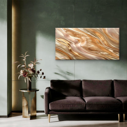 Liquid Satin Flowing Wave Wall Art Canvas Office Home Room Framed 120x60cm - Bella Home Decor
