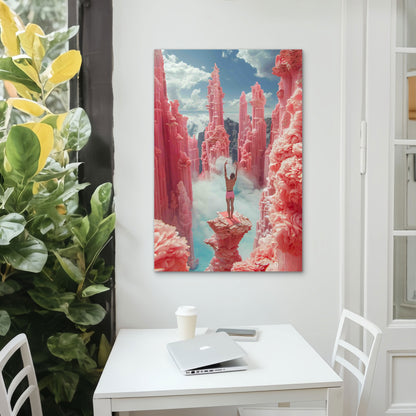 The Pink Peak Of Serenity 60x90cm Metal Print Ready to Hang - Bella Home Decor