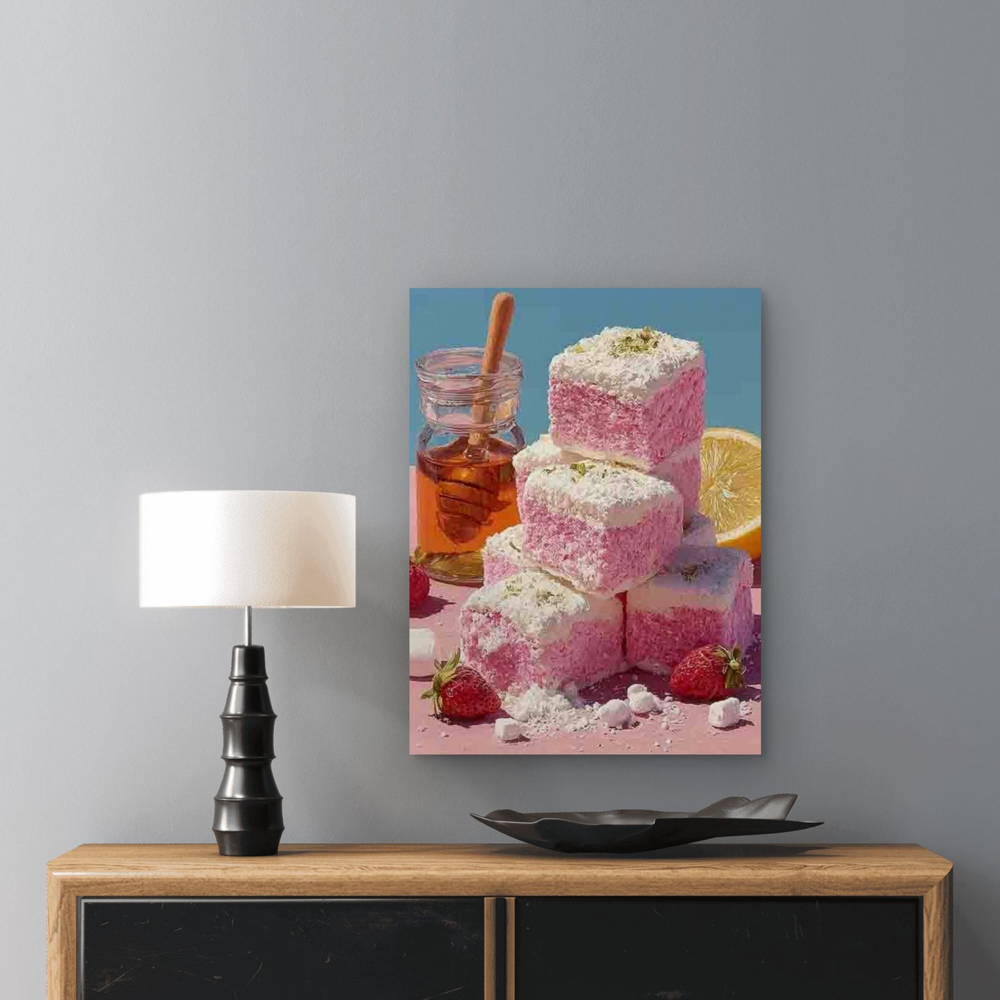 Cute Girly Pink Marshmallow 60x90cm Metal Print Ready to Hang