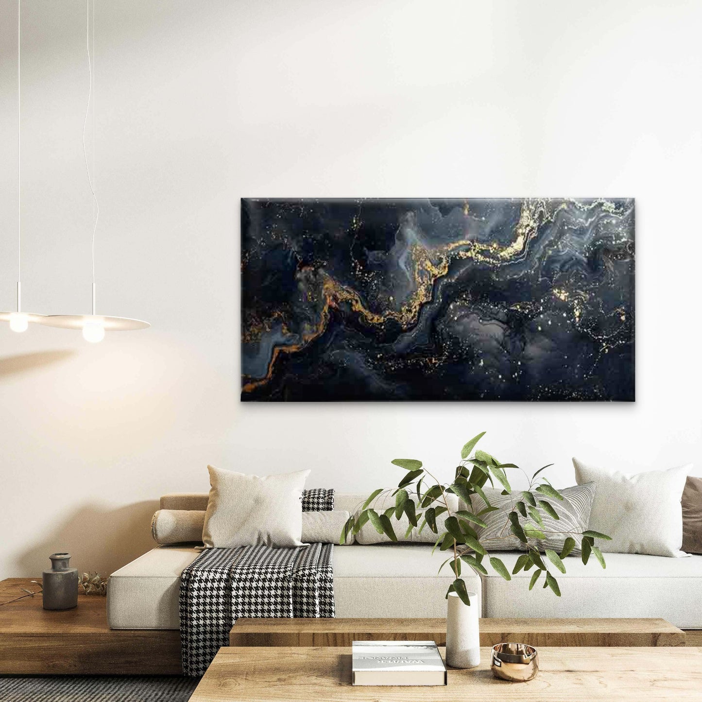Golden Marble Texture Wall Art Canvas Office Home Room Framed 120x60cm - Bella Home Decor