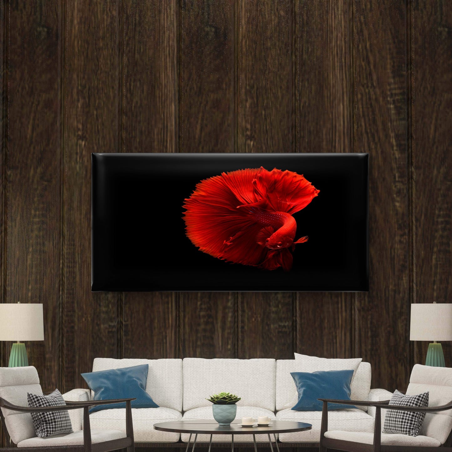 Stunning Red Betta Fish Art Wall Art Canvas Office Home Room Framed 120x60cm