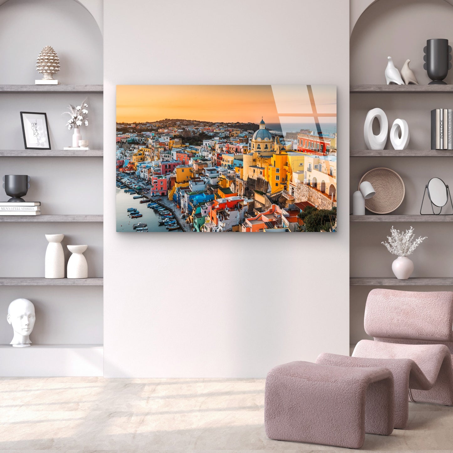 Procida Island Italy Sunset Coast Scene Acrylic Glass Printing Wall Art Australian Made Quality
