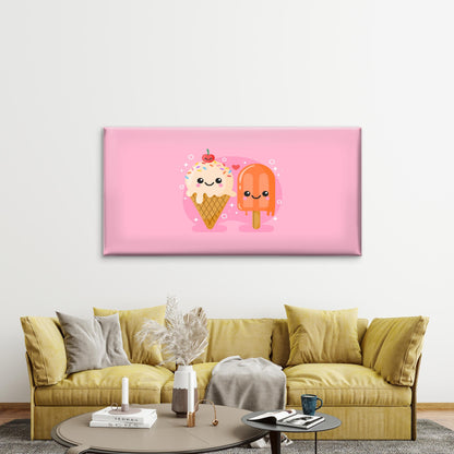 Playful Cherry Ice Cream Wall Art Canvas Office Home Room Framed 120x60cm