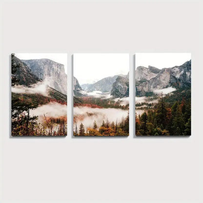 3pcs Yosemite Mountain Landscape Wall Art Set Canvas Framed 50x70cm - High Quality Print 100% Australian Made Wall Canvas Ready to Hang