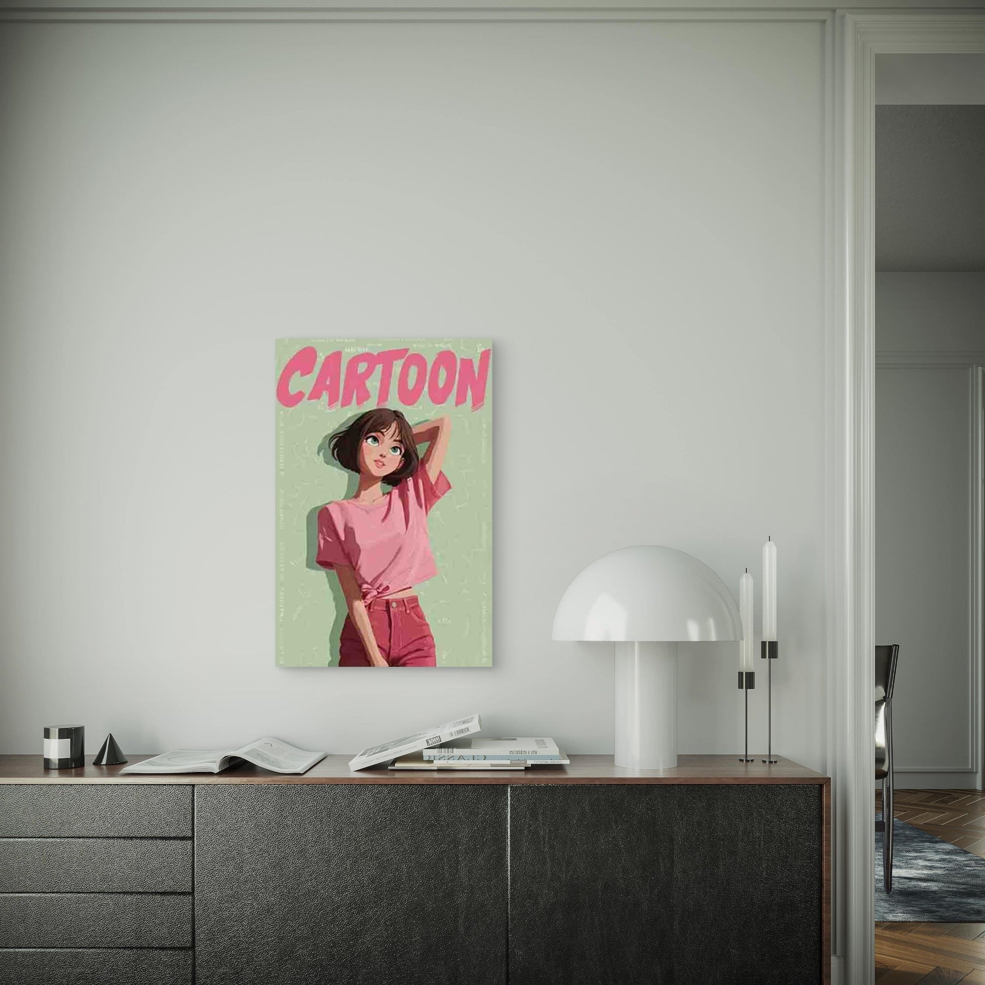 Confident Anime Pink Hair & Manga-Inspired Metal Print Ready to Hang - Bella Home Decor
