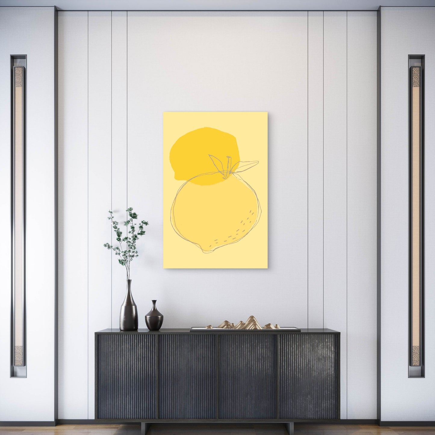 Illustration of Two Lemons Metal Print Ready to Hang