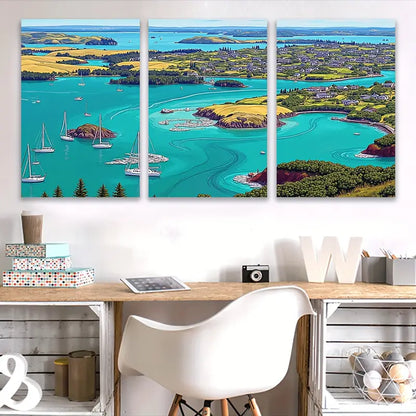 3pcs Coastal Sailboat Lighthouse Seaside Scene Wall Art Set Canvas Framed 40x60cm - High Quality Print 100% Australian Made Wall Canvas Ready to Hang - Bella Home Decor