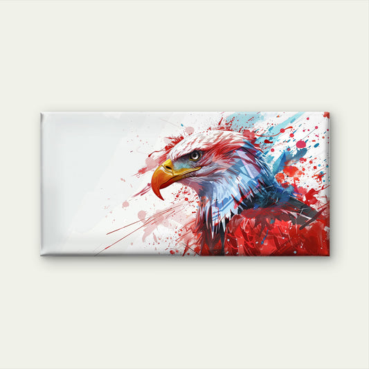 Bald Eagle Profile Splatter Wall Art Canvas Office Home Room Framed 120x60cm