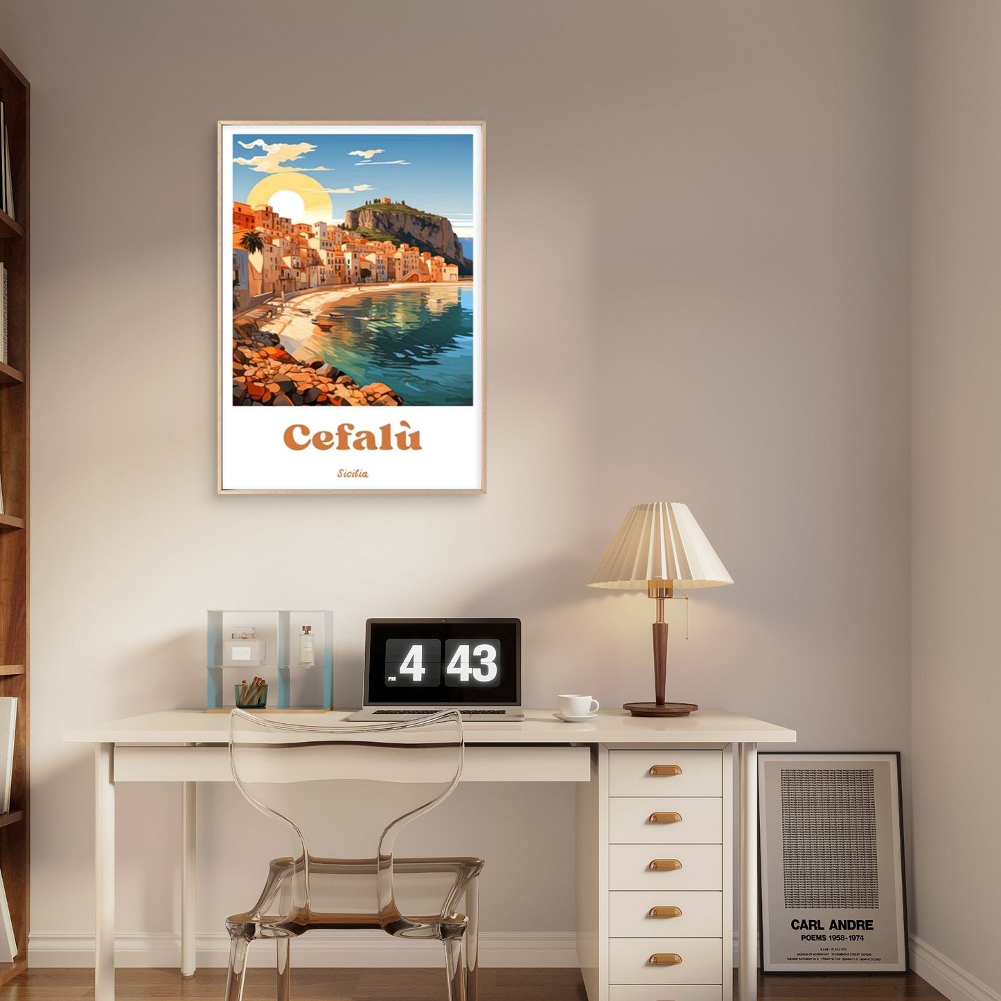 Sunset over the coast of Cefalù Travel Poster Print Wall Art - Bella Home Decor