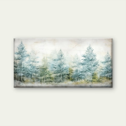 Misty Pine Forest Watercolor Nature Wall Art Canvas Office Home Framed 120x60cm