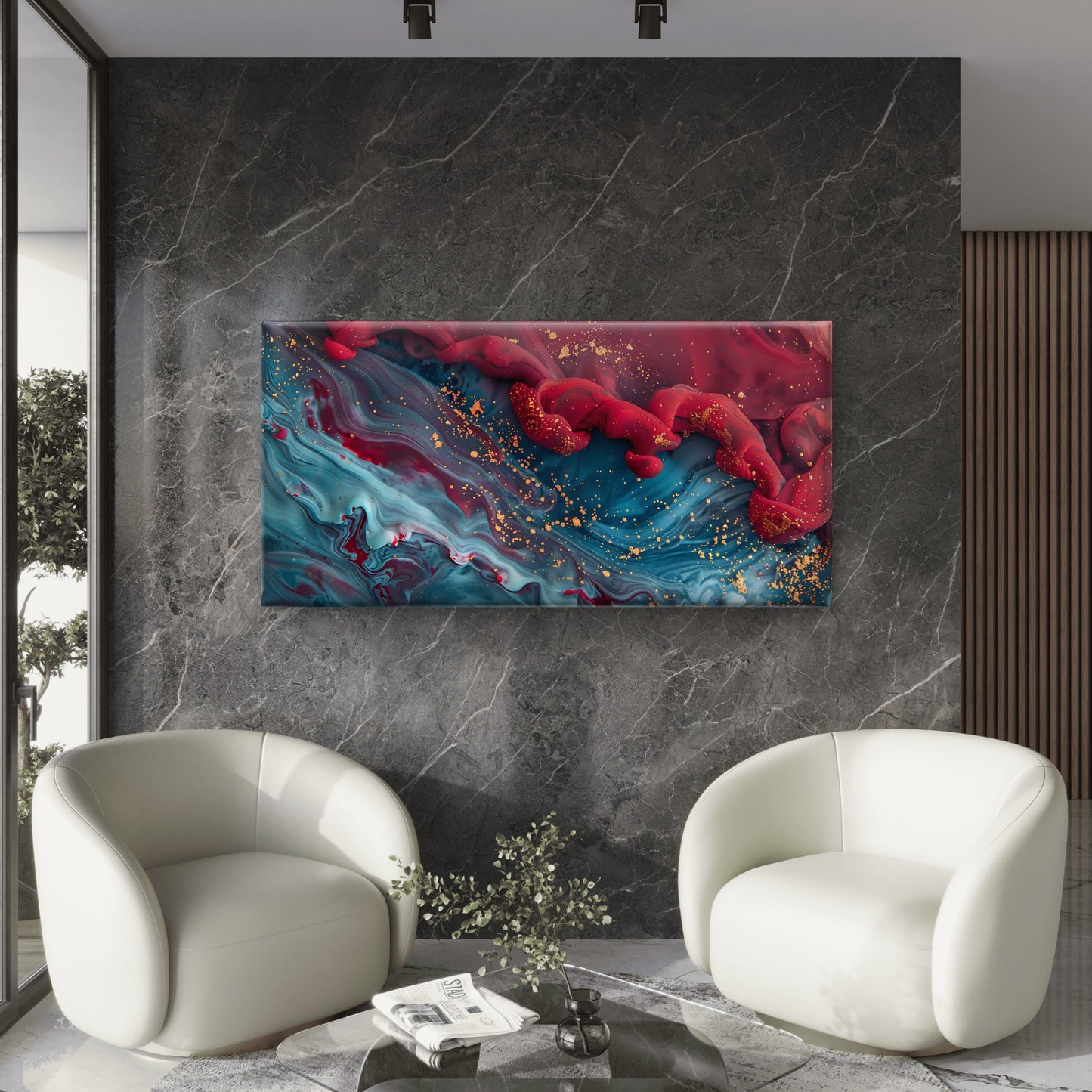 Abstract View of Colour Mixing Wall Art Canvas Office Home Room Framed 120x60cm - Bella Home Decor