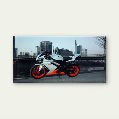White Yamaha In The City Wall Art Canvas Office Home Room Framed 120x60cm
