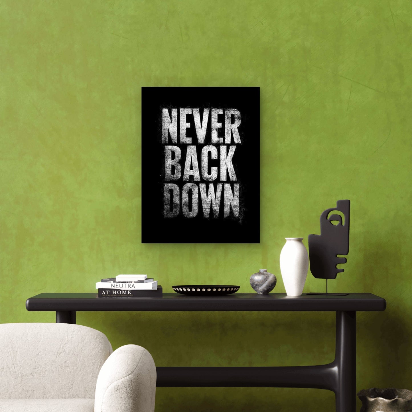 Never Back Down Inspirational Metal Print Ready to Hang