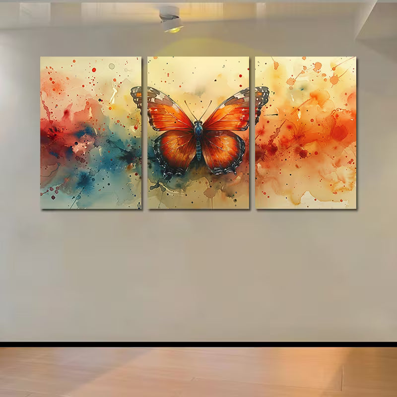 3pcs Watercolor Crystal Butterfly Design Wall Art Set Canvas Framed 40x60cm - High Quality Print 100% Australian Made Wall Canvas Ready to Hang