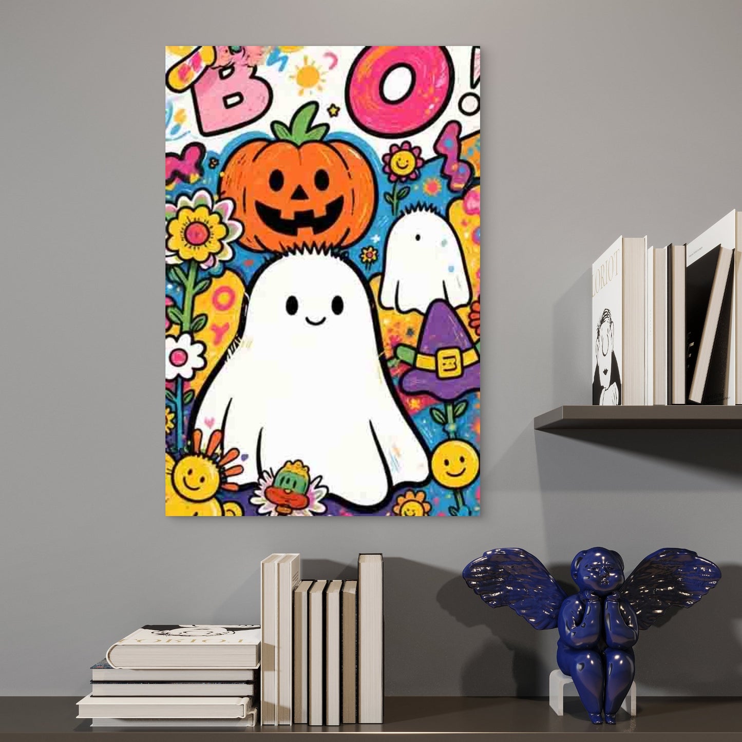 Halloween-Themed Abstract Art Style Metal Print Ready to Hang - Bella Home Decor