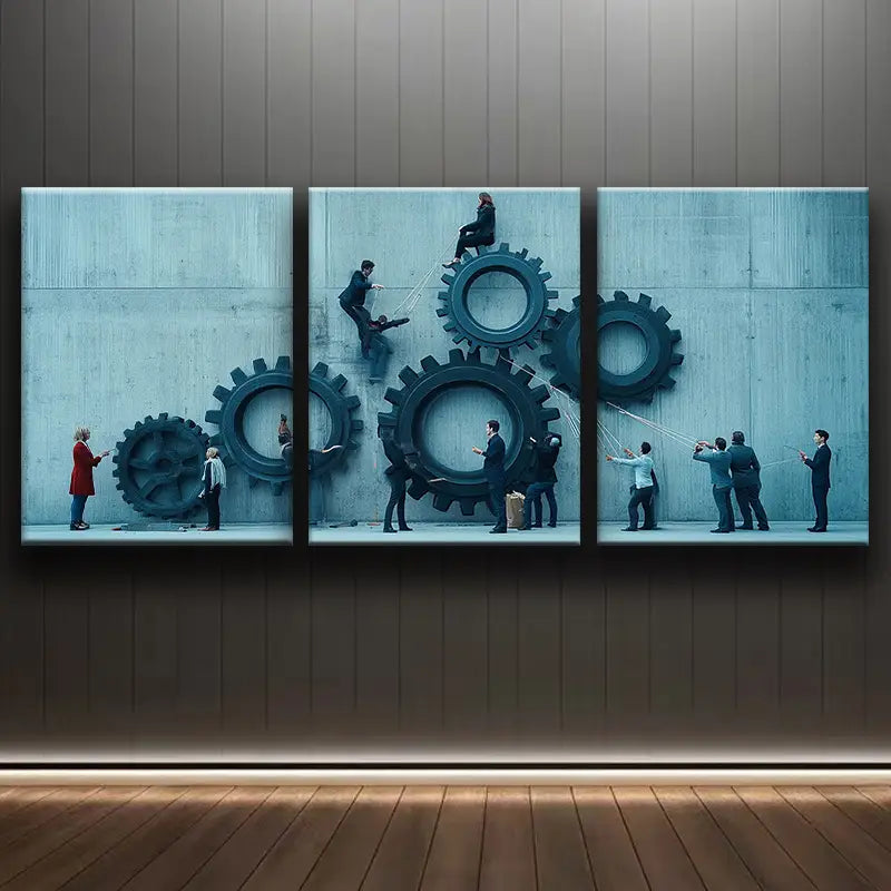3pcs Luxurious Mechanical System Metal Print Ready to Hang Art