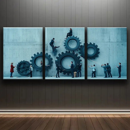 3pcs Luxurious Mechanical System Metal Print Ready to Hang Art