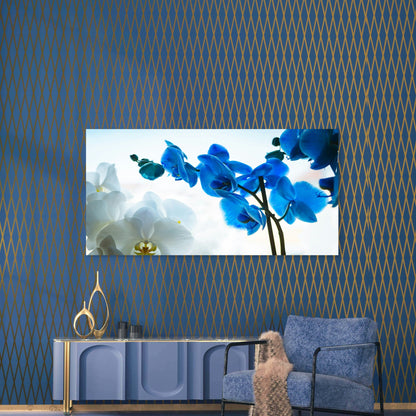 Blue And White Orchid Flowers Wall Art Canvas Office Home Room Framed 120x60cm
