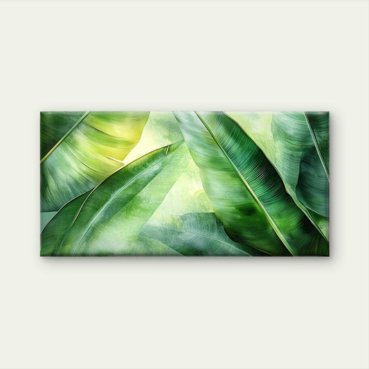 Tropical Banana Leaf Design Wall Art Canvas Office Home Room Framed 120x60cm