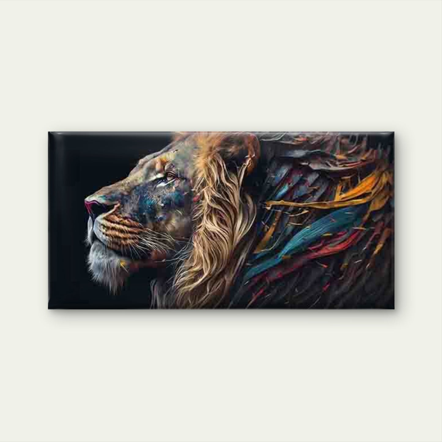 Featuring a Lion'S Mane Wall Art Canvas Office Home Room Framed 120x60cm
