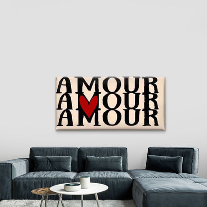 Love Heart Typography Design Wall Art Canvas Office Home Room Framed 120x60cm - Bella Home Decor
