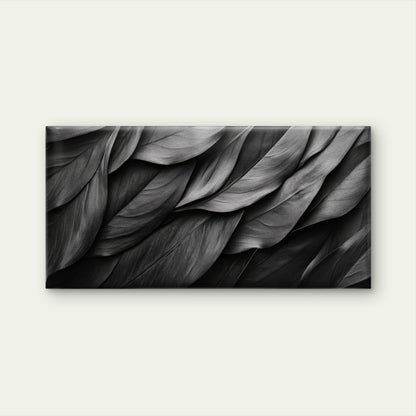 Modern Black & White Textured Leaves Wall Art Canvas Office Home Framed 120x60cm