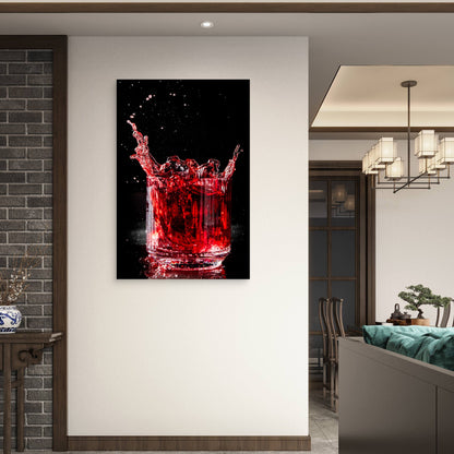 Modern Red Cocktail Ice Drink Wave Splash 40x60cm Metal Print Ready to Hang