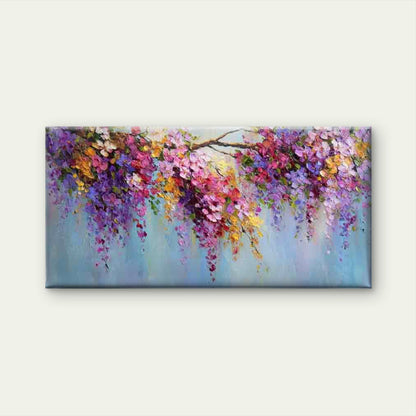 Purple Blossoms In Spring Wall Art Canvas Office Home Room Framed 120x60cm - Bella Home Decor