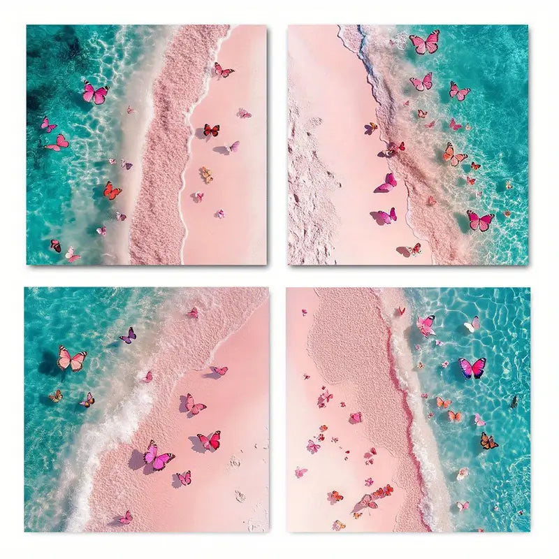 4pcs   Butterfly sea flower Room gm  Wall Art Canvas Framed