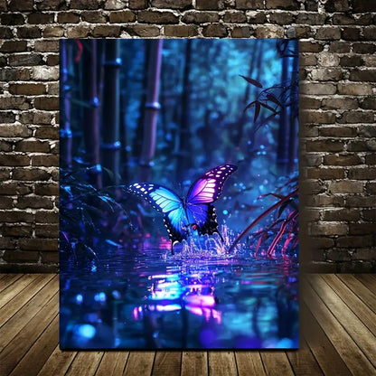 Vibrant Butterfly Splashing in Water 40x60cm Metal Print Ready to Hang - Bella Home Decor