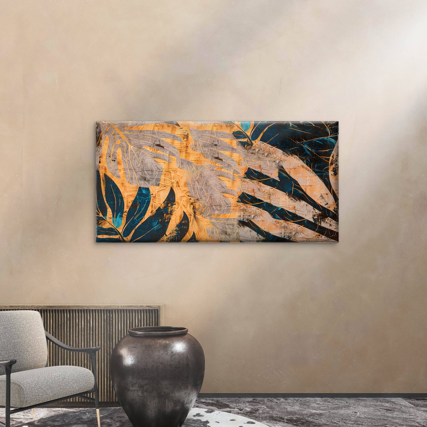 Modern Monstera Botanical Wall Art Canvas Office Home Room Framed 120x60cm