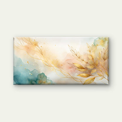 Golden Ether Botanical Leaves Wall Art Canvas Office Home Room Framed 120x60cm - Bella Home Decor
