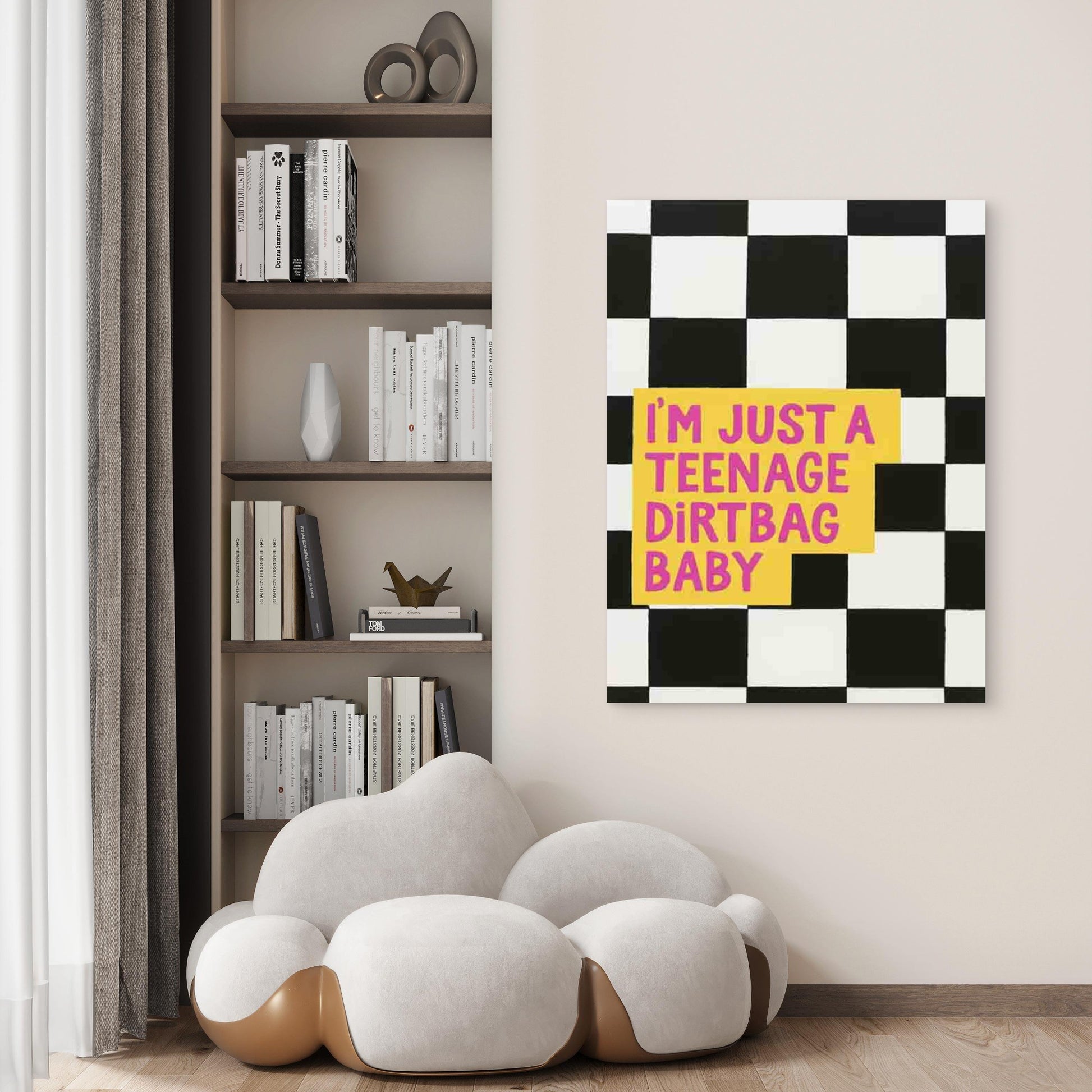 Bold Checkerboard Art Modern Retro 60x90cm Metal Print Ready to Hang - Bella Home Decor