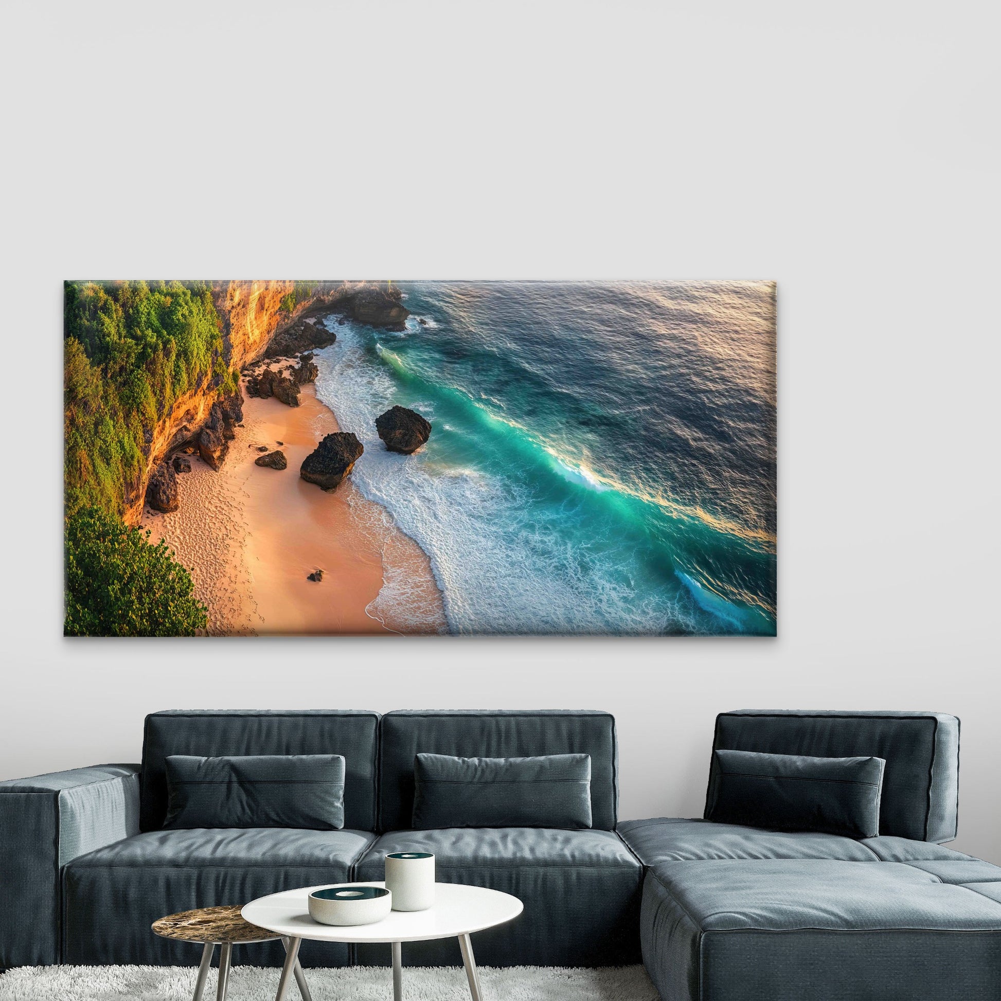 Maluku Islands Cliff Beach Wall Art Canvas Office Home Room Framed 120x60cm - Bella Home Decor