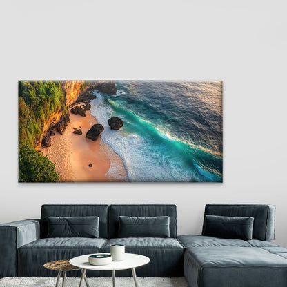 Maluku Islands Cliff Beach Wall Art Canvas Office Home Room Framed 120x60cm - Bella Home Decor