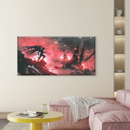 Devil Standing on Ruin Wall Art Canvas Office Home Room Framed 120x60cm - Bella Home Decor
