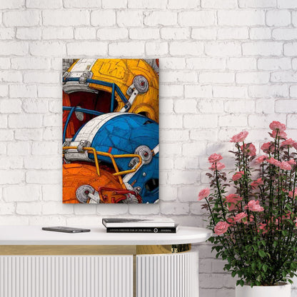 American Football Helmets 60x90cm Metal Print Ready to Hang - Bella Home Decor