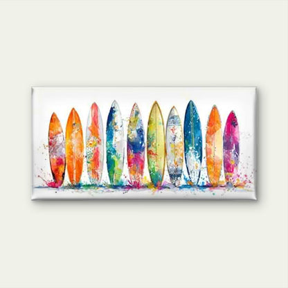 Colorful Surfboards Artistic Wall Art Canvas Office Home Room Framed 120x60cm - Bella Home Decor