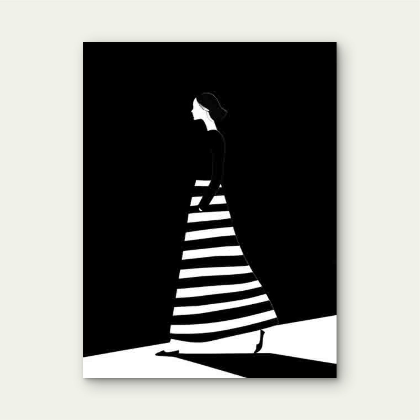 Abstract Black And White Striped Outfit 60x90cm Metal Print Ready to Hang - Bella Home Decor