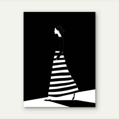 Abstract Black And White Striped Outfit 60x90cm Metal Print Ready to Hang - Bella Home Decor