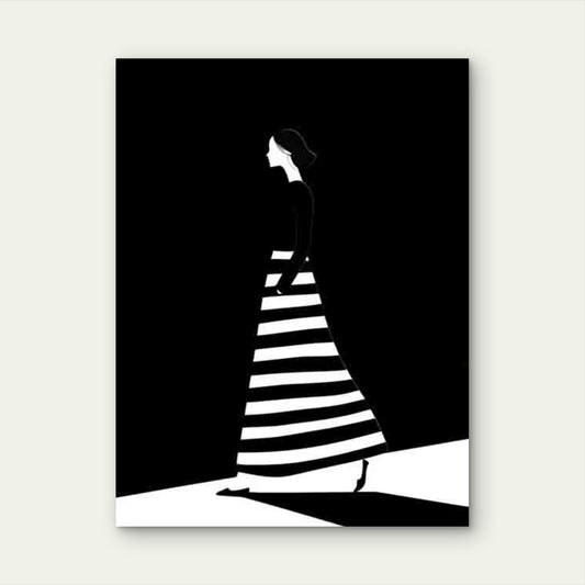 Abstract Black And White Striped Outfit 60x90cm Metal Print Ready to Hang