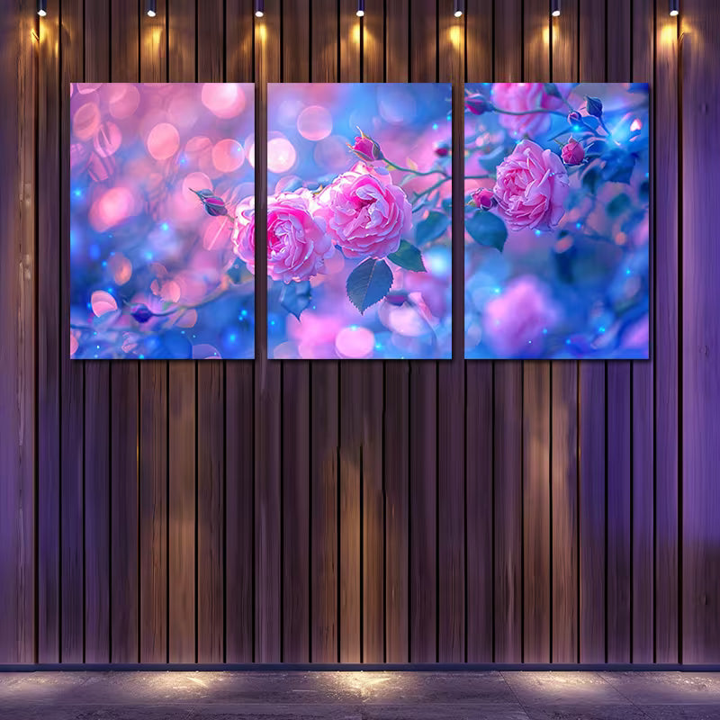 3pcs Delicate Pink Roses against Soft Background Wall Art Set Canvas Framed 40x60cm - High Quality Print 100% Australian Made Wall Canvas Ready to Hang - Bella Home Decor