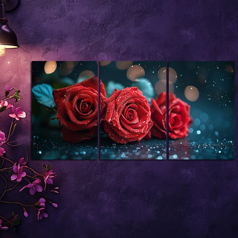 3pcs Book with Red Roses Wall Art Set Canvas Framed 60x90cm - High Quality Print 100% Australian Made Wall Canvas Ready to Hang - Bella Home Decor