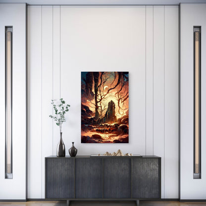 Forest in The Night Background Metal Print Ready to Hang