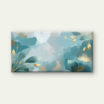 Turquoise Tides Gilded Foliage Wall Art Canvas Office Home Room Framed 120x60cm - Bella Home Decor