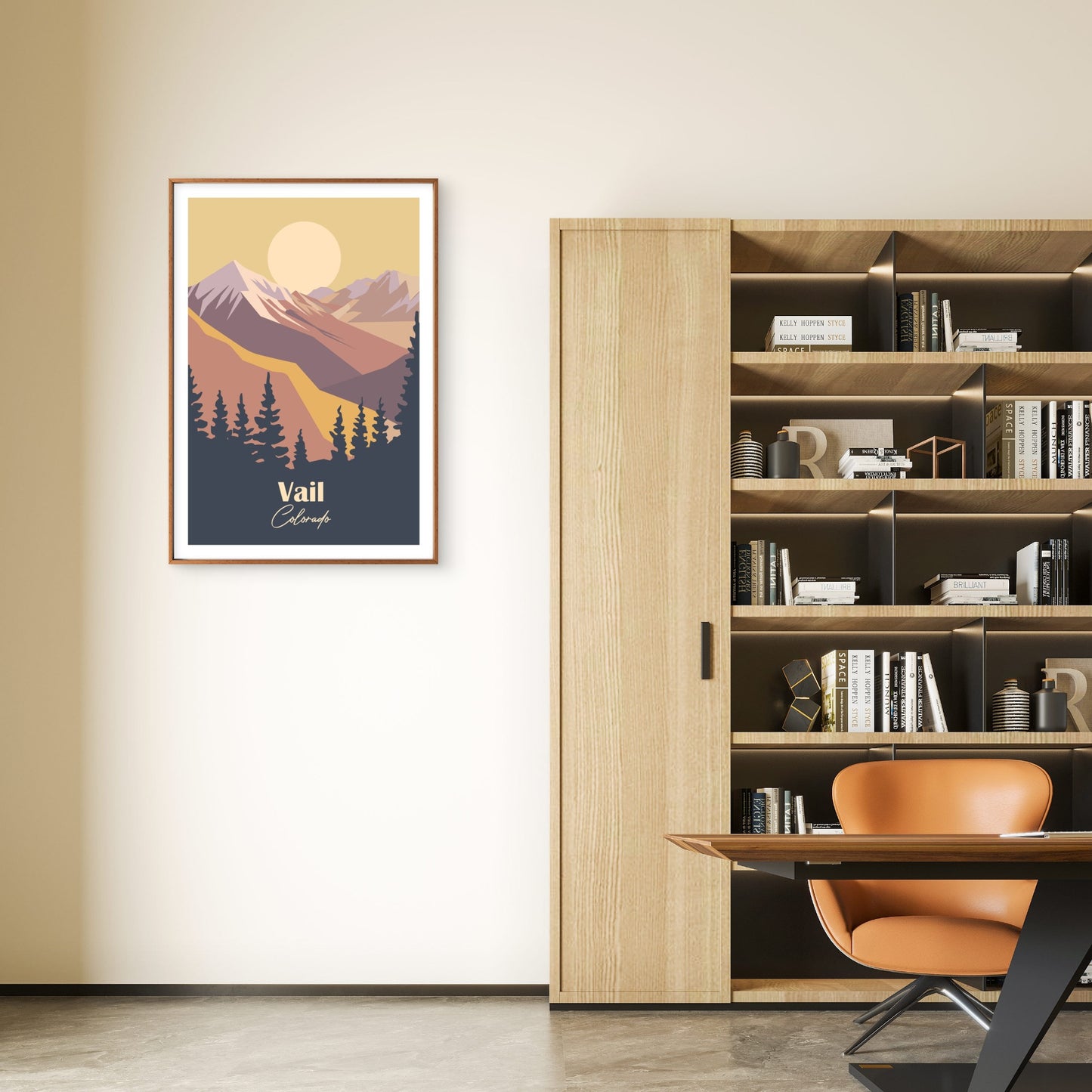 Vail Colorado Winter Mountain Sunset Travel Poster Print Wall Art