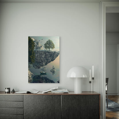 Peaceful Rock Path With A Fishing Boat 60x90cm Metal Print Ready to Hang