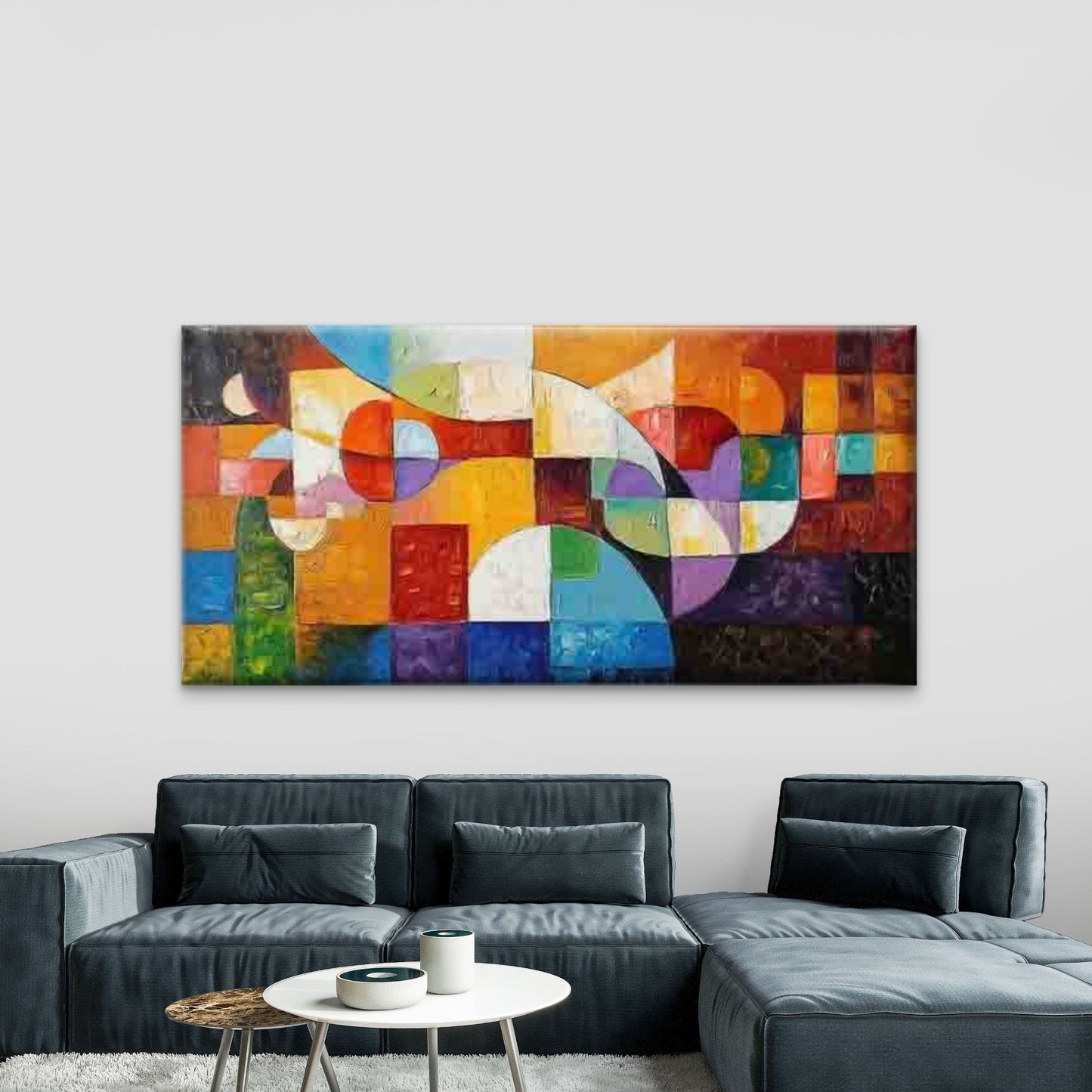 Abstract Colorful Blocks Wall Art Canvas Office Home Room Framed 120x60cm