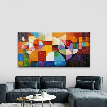Abstract Colorful Blocks Wall Art Canvas Office Home Room Framed 120x60cm