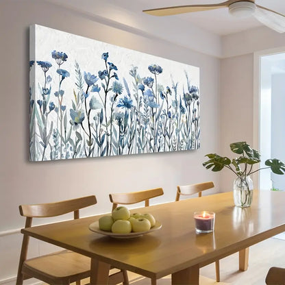 Navy Blue Flowers Botanical Blossom Wall Art canvas office home room framed 120x60cm - Bella Home Decor